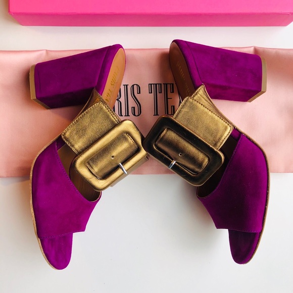 Paris Texas Buckle Heeled Slides - Picture 2 of 8